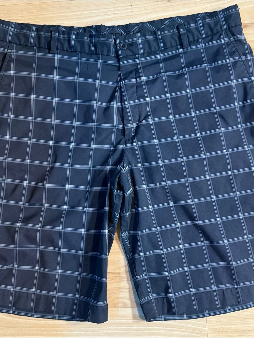 Nike Men's Navy Plaid Golf Performance Shorts